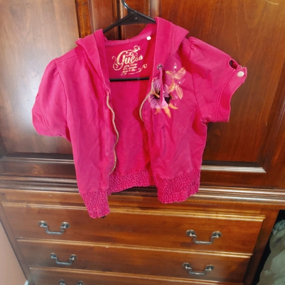 Dark pink cropped Guess hoodie - Picture 1 of 3